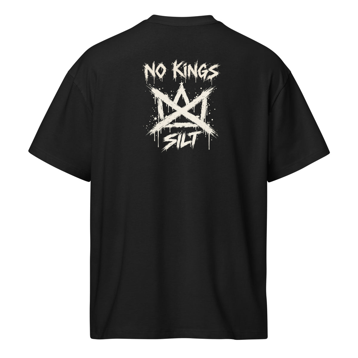 Casket Race Clothing No Kings Crossed Crown Statement Tee in black — product mockup