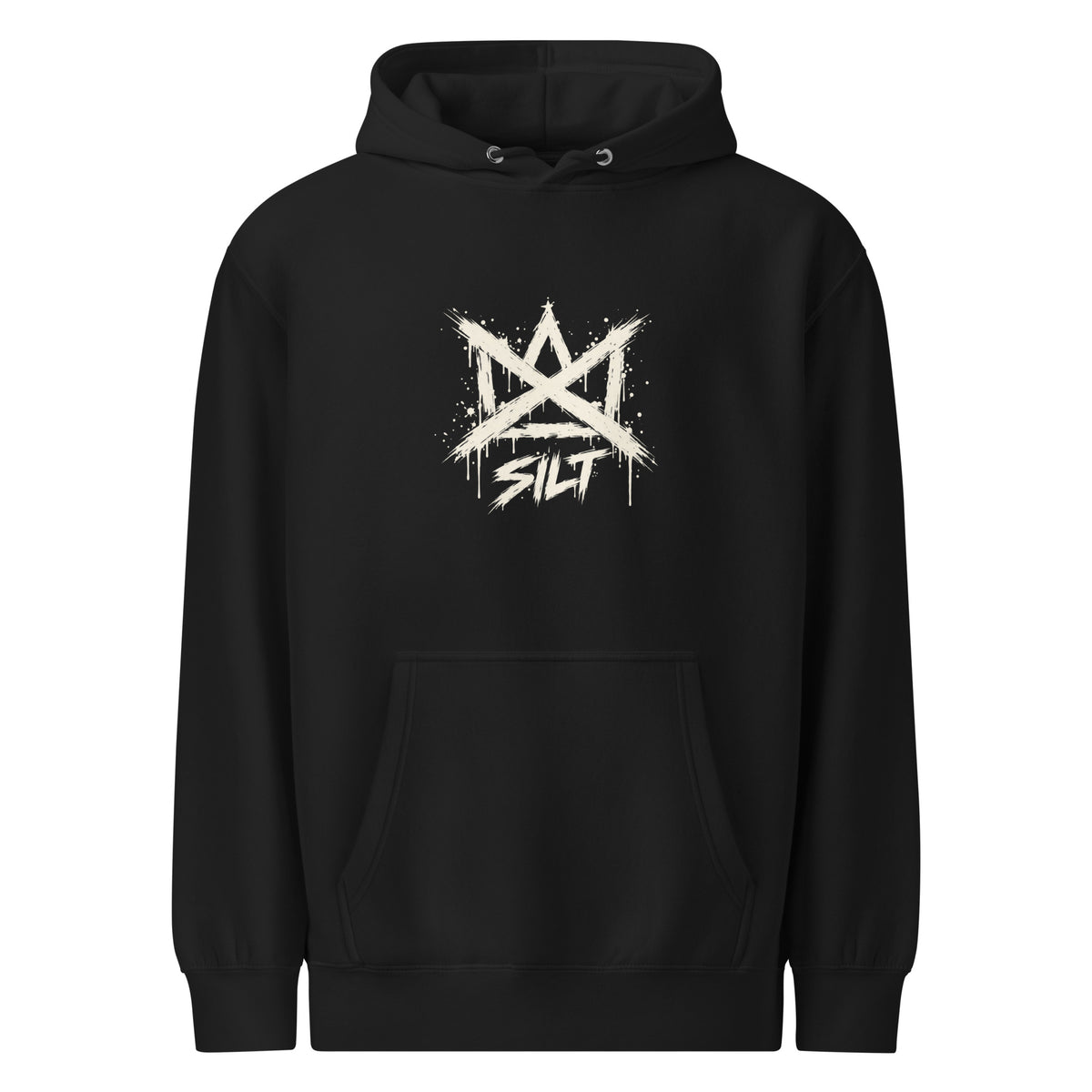 Casket Race Clothing No Kings Crossed Crown Hoodie – Large Front in black — product mockup